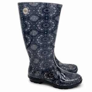 UGG Shaye Tall Rain Boots Waterproof Bandana Stonewash Women’s 7